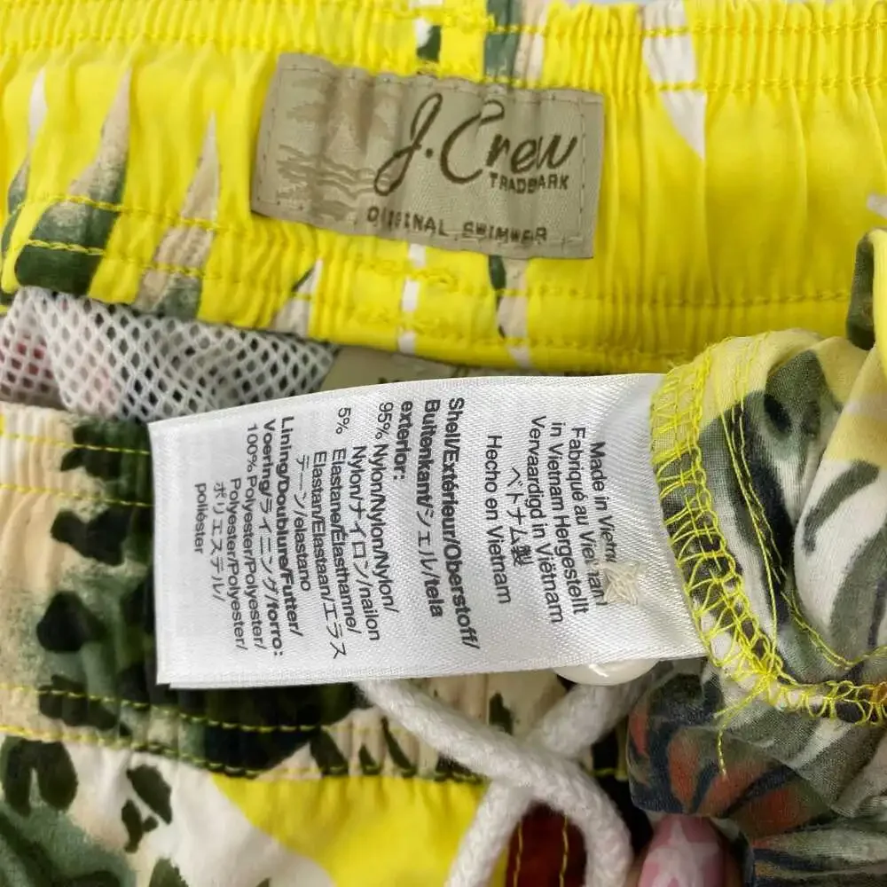 J. Crew Yellow Tropical Athletic Beach Shorts | Size M